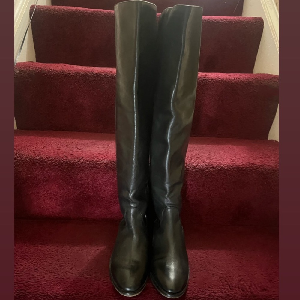 Arturo Chiang Over the Knee Black Leather Boots